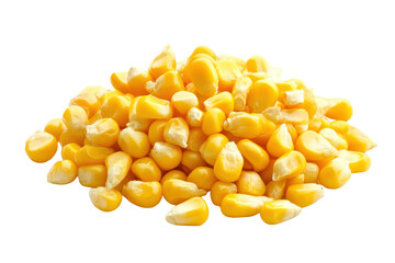 Fototapeta premium Pile of Bright Yellow Orange Dried Corn Kernels Isolated on Black Background, Png, Isolated on Transparent Background