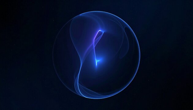 Abstract glowing blue light orb with internal energy flow abstract futuristic background artistic