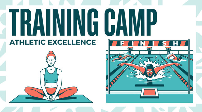 Training Camp Athletic Excellence Pool And Yoga Illustration Sport