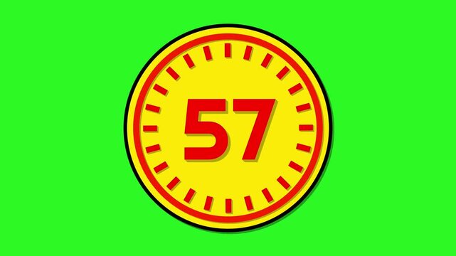 Number 57 with circular animation on green screen background. 57 days to go. 57 days left