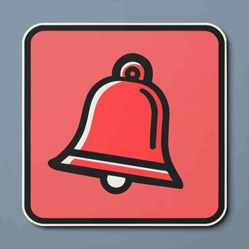 Red bell icon in flat design style