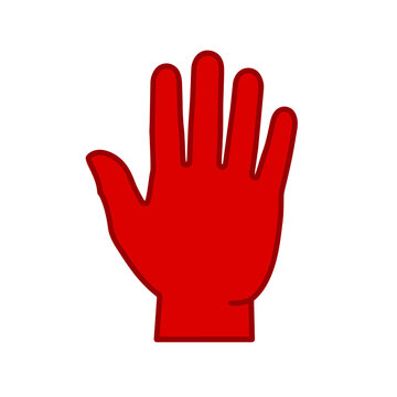 Red flat hand icon with open palm