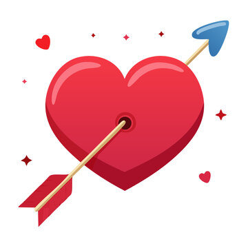 Red heart with ribbon vector illustration