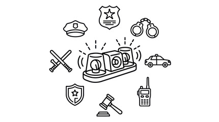 Police and justice icon set. © ULFAITA