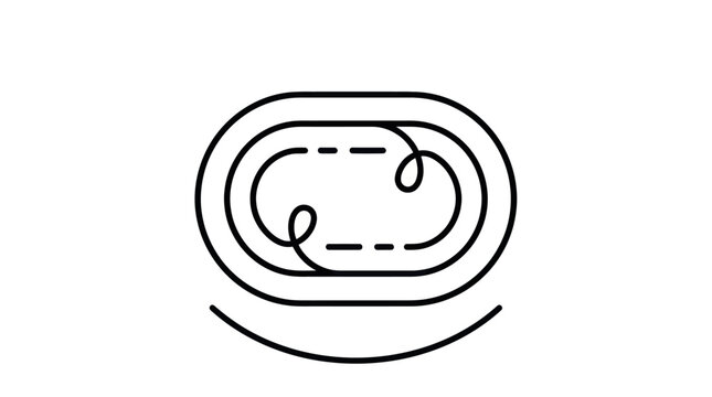 Sports stadium track oval line art icon