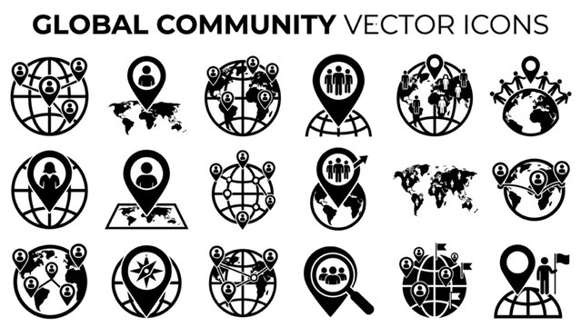 American holiday traditions vector silhouette icon sheet with sharp black Christmas tree nativity scene Easter lily crucifix shapes on white