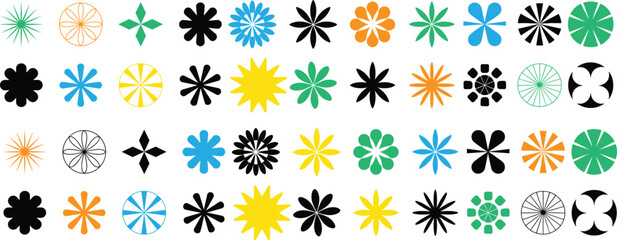 Set of various floral and star shaped design elements in vector © hamida