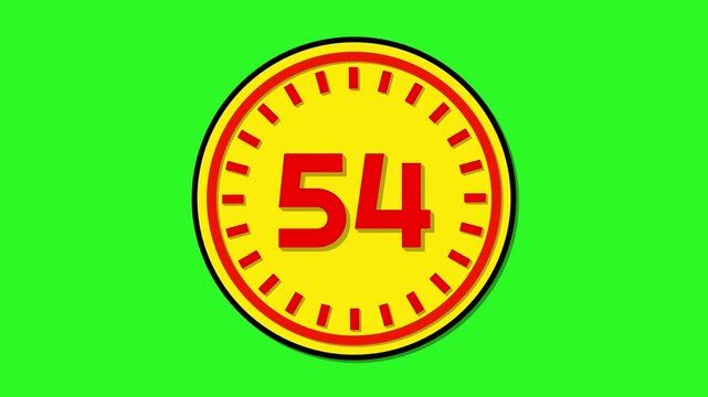 Number 54 with circular animation on green screen background. 54 days to go. 54 days left