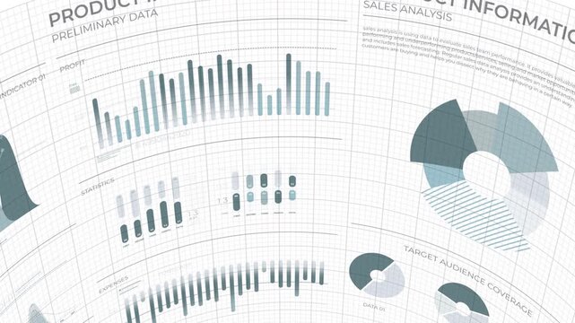Business data analysis dashboard displaying financial statistics