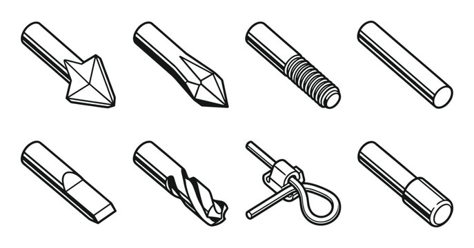 Orthopedic K-wire trocar tips surgical pins medical tool line art icons