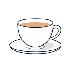 Fototapeta premium Flat illustration of a cup of tea on a saucer
