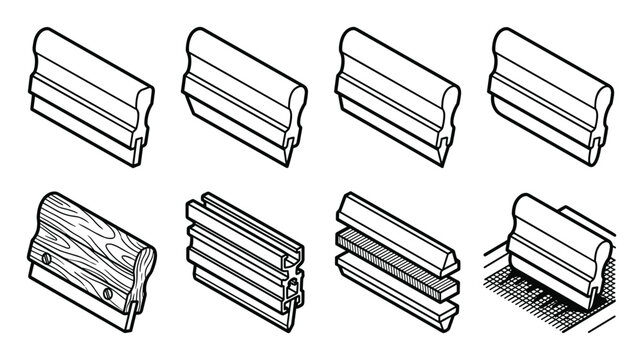 Silkscreen squeegee tools icon collection for printing projects.