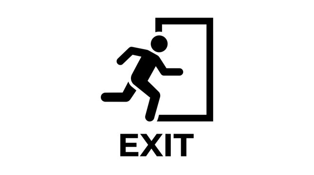 Emergency exit sign icon with running man symbol
