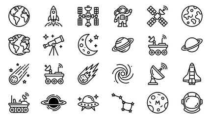 Set of space and astronomy line icons © MdSazidHasan