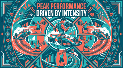 Obraz premium Peak Performance Driven By Intensity Sports And Fitness Graphic Design