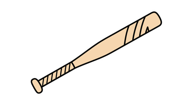 softball bat vector hand drawn wooden equipment icon for sports