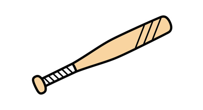 Classic wooden softball bat vector for sports equipment design