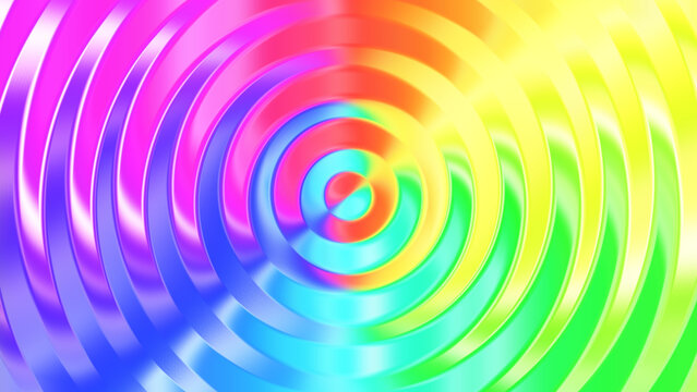 Abstract rainbow ripple background with concentric circles in vibrant gradient colors