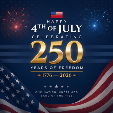 Happy 4th of july celebrating 250 years of freedom