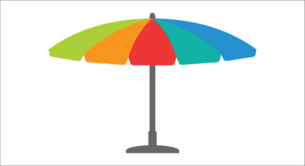 Colorful beach umbrella illustration on a white background featuring a segmented canopy and gray pole parasol sunshade outdoor furniture summer accessory vacation leisure relaxation shade © Vactor media 