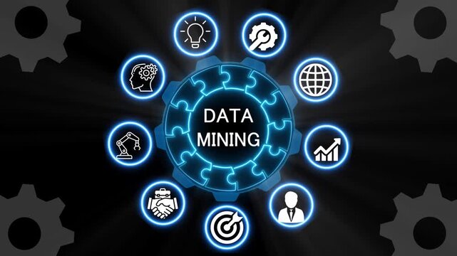 data mining Management Concept with Business and Technology graphic, performance metrics, and business insights from large data sets, network , business, technology concept