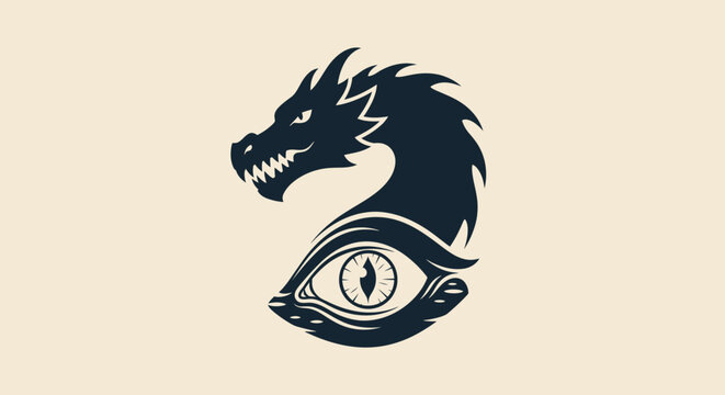 Mysterious Dragon Eye Logo Design - Mythical Creature and All-Seeing Eye Symbol
