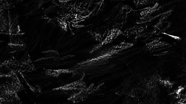 Abstract Grunge Black Brushstroke Texture,Loop animated white charcoal sketch scribbles on black,Stop motion animation 4k