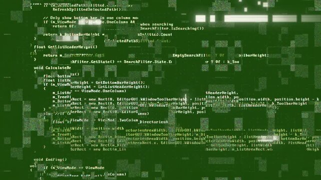 Neon Encrypted Digital Katakana Matrix Rain Alphabets Text. Dark technological backdrop evokes theme of Data Science.