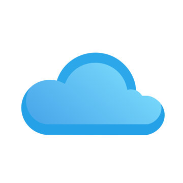 Flat design blue cloud icon on transparent background
