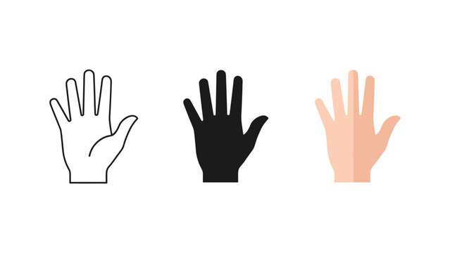 Human hand gestures icon set with high five communication expression illustration silhouette collection isolated