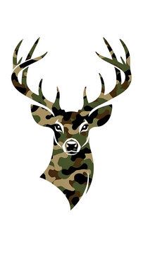 Woodland Camo Deer Buck Antlers Hunting Tactical Mascot Vector