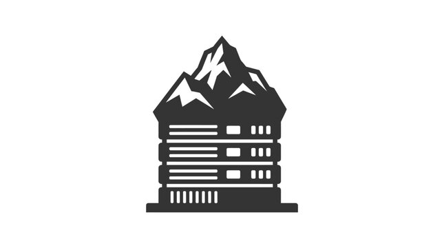 Mountain Peak Server Rack Icon - Data Storage, Cloud Computing, IT Infrastructure