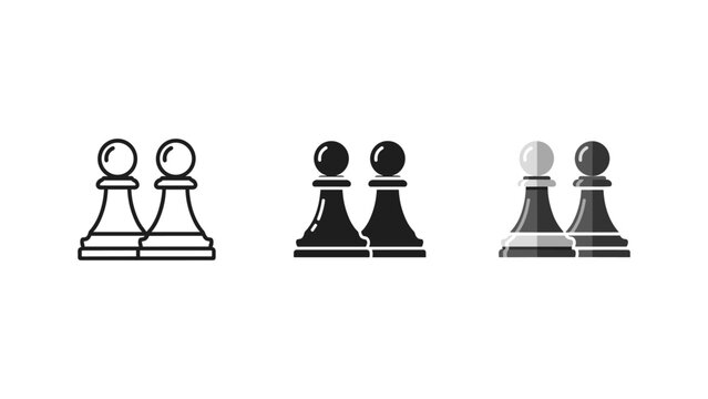 Chess pawn pieces vector icon set with strategy boardgame checkmate competition leadership challenge intellectual