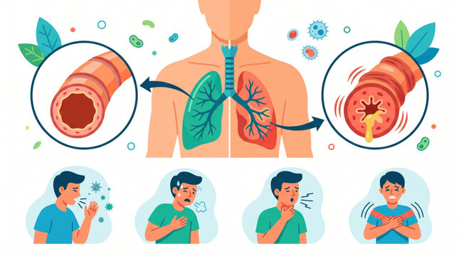 Human Lungs Asthma Anatomy and Symptoms Vector
