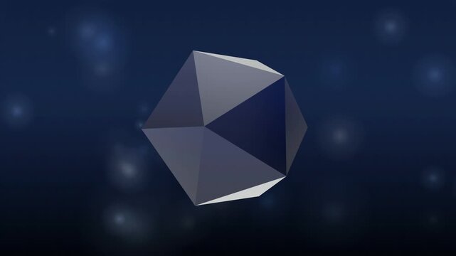 Rotating Glass Crystal Refraction on Dark Navy Background Seamless Loop