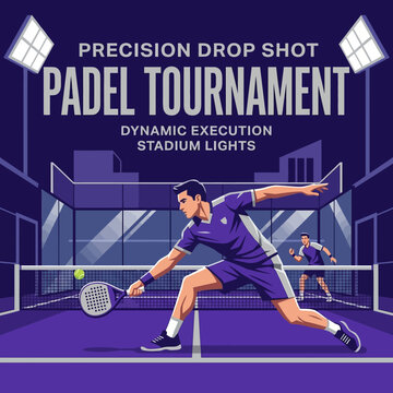 Padel Tournament Dynamic Execution Stadium Lights Precision Drop Shot