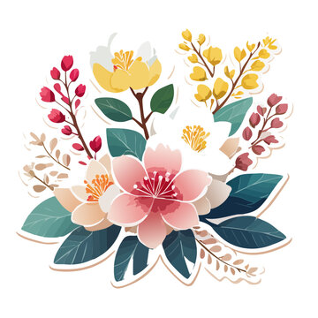 Colorful flat illustration of a flower bouquet