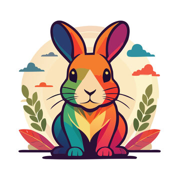 Colorful Low Poly Rabbit Illustration