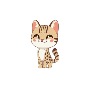 Cute cartoon savannah cat standing