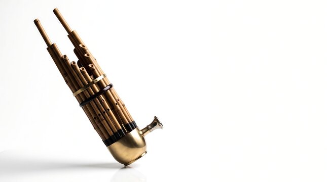 Isometric View Of Traditional Sheng Mouth Organ Minimalist White Background