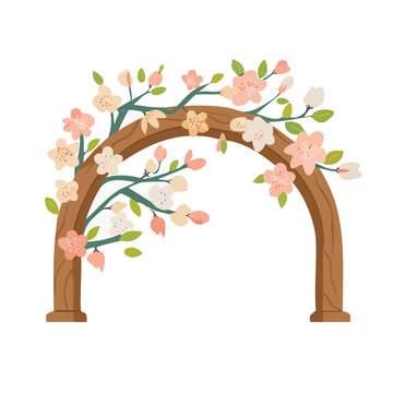 Pink Blossom Flower Arch Vector Illustration