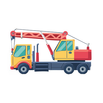 Red and yellow delivery truck with cargo boxes vector