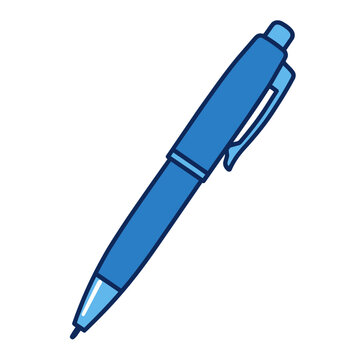 Blue ballpoint pen vector illustration