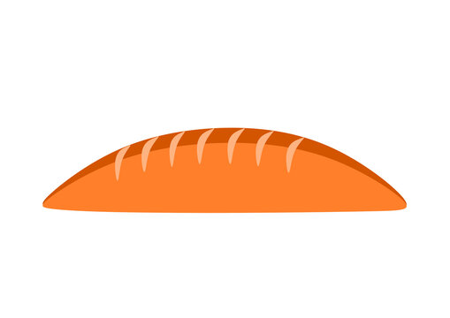 Loaf of fresh baked french bread long bun vector illustration isolated on transparent background.