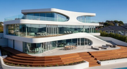 Fototapeta premium Modern Luxury Waterfront Villa Architecture