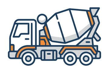 Fototapeta premium Cement Mixer Truck Vector Illustration
