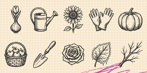 Hand drawn vintage black ink scribble doodle vector set of esoteric mystic magic astrology zodiac alchemy sacred geometry spiritual and occult symbols © Broke Stoke