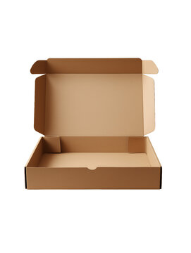 open cardboard box isolated on white background
