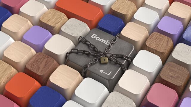 Prevent World War Concept Locked Bomb Keyboard Button Shaking Loop