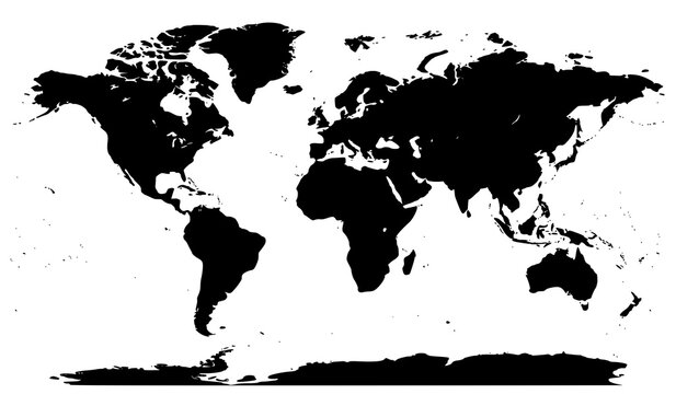 Global World Map Silhouette Vector Graphic with Clean Continent Outlines